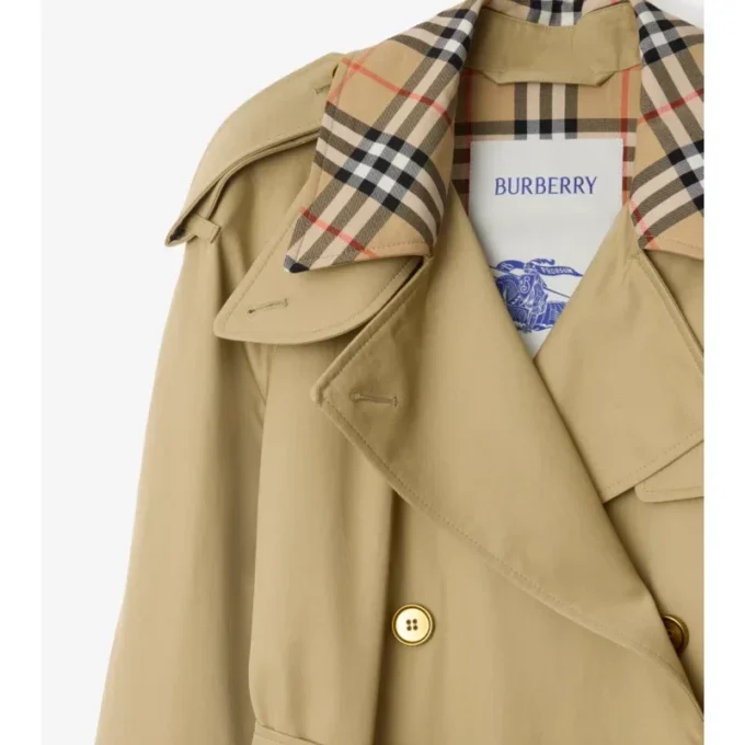 Gabardina Castleford con cuello largo a cuadros como Trench Coat