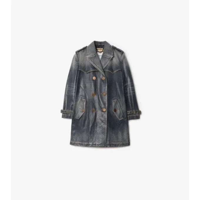 Gabardina corta de denim Trench Coat