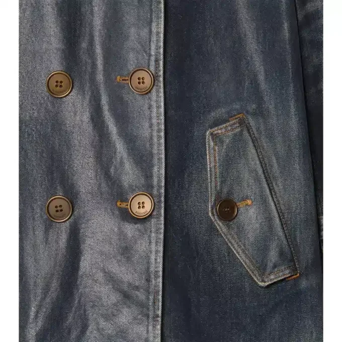 Gabardina corta de denim Trench Coat