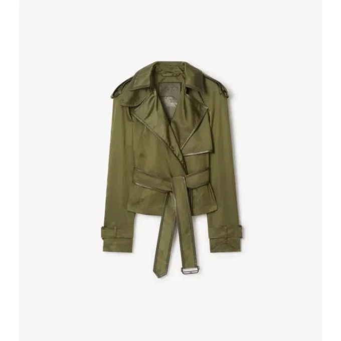 Gabardina corta de mezcla de nailon Trench Coat