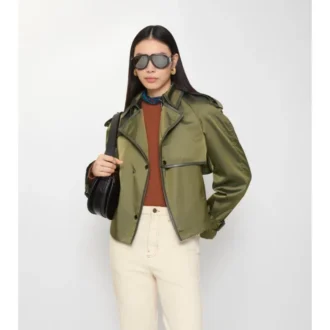 Gabardina corta de mezcla de nailon Trench Coat