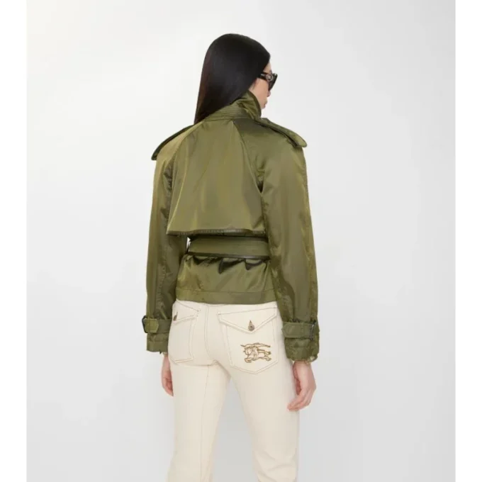 Gabardina corta de mezcla de nailon Trench Coat