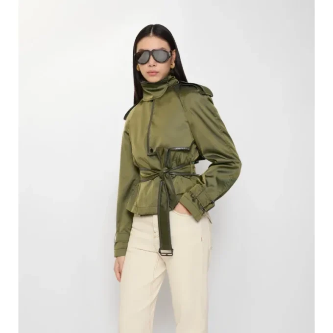 Gabardina corta de mezcla de nailon Trench Coat