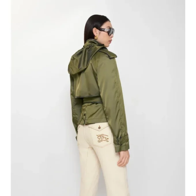 Gabardina corta de mezcla de nailon Trench Coat
