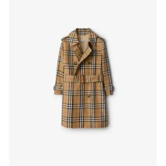 Gabardina de sarga de algodón con estampado de cuadros