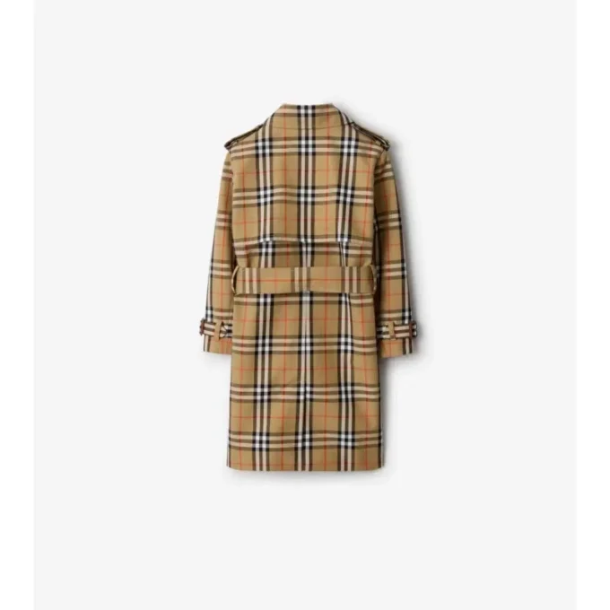 Gabardina de sarga de algodón con estampado de cuadros