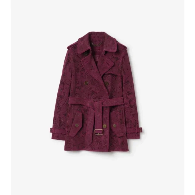 Gabardina Foxfield corta de ante con estampado de cachemira