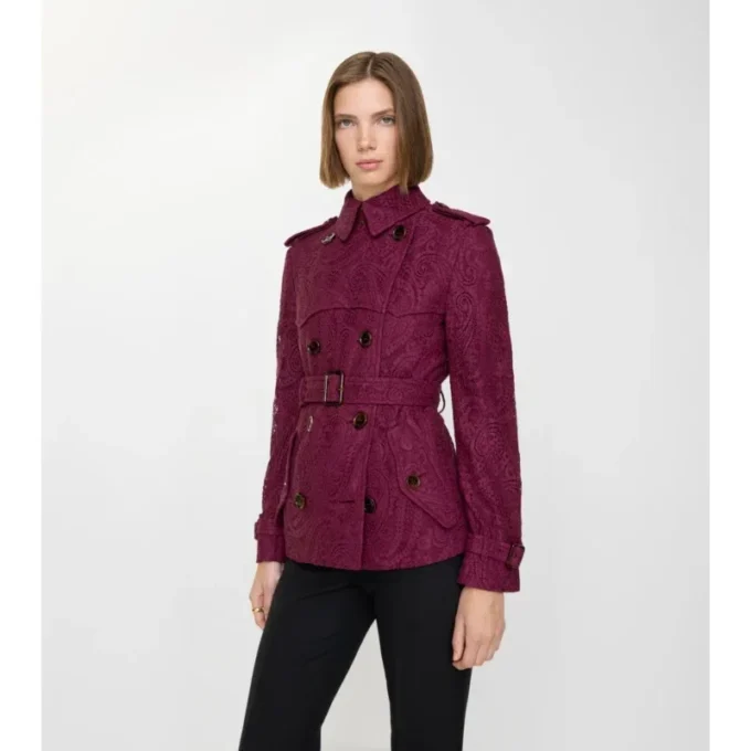 Gabardina Foxfield corta de encaje con estampado de cachemira