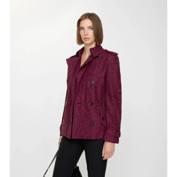 Gabardina Foxfield corta de encaje con estampado de cachemira