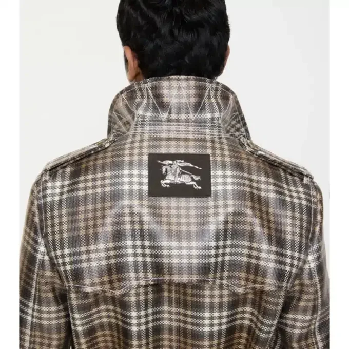 Gabardina Foxfield larga con efecto rafia y estampado de cuadros