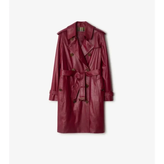 Gabardina Kensington de cuero de largo medio