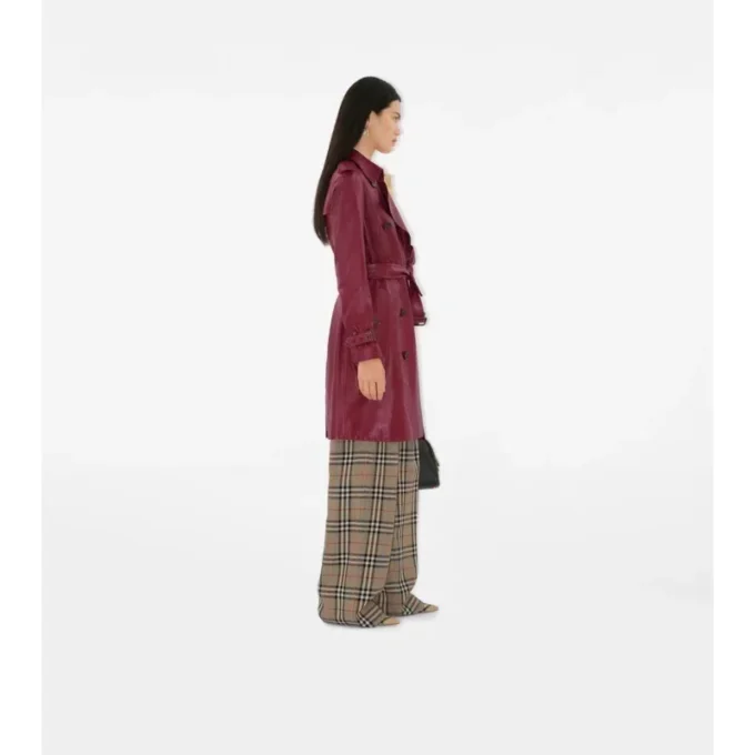 Gabardina Kensington de cuero de largo medio