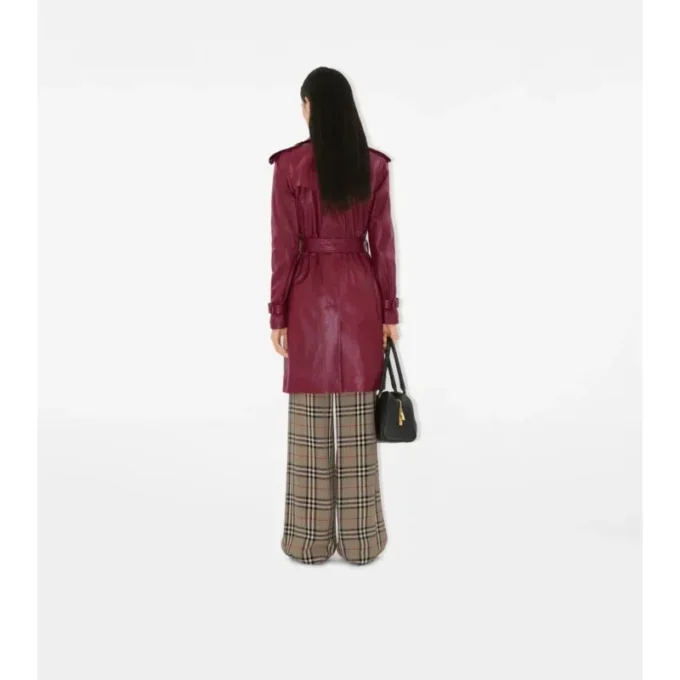 Gabardina Kensington de cuero de largo medio
