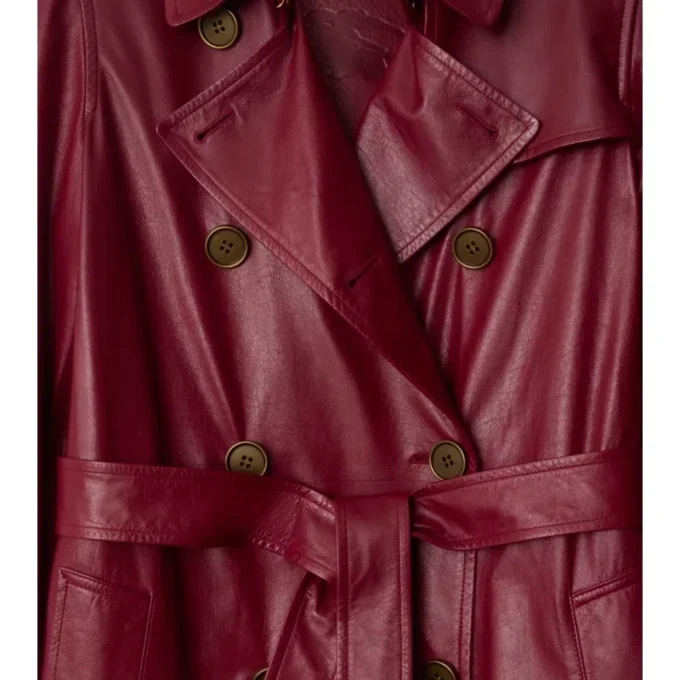 Gabardina Kensington de cuero de largo medio