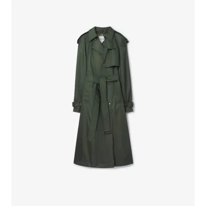 Gabardina larga de nailon con capucha