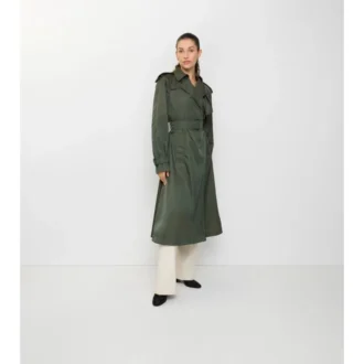 Gabardina larga de nailon con capucha