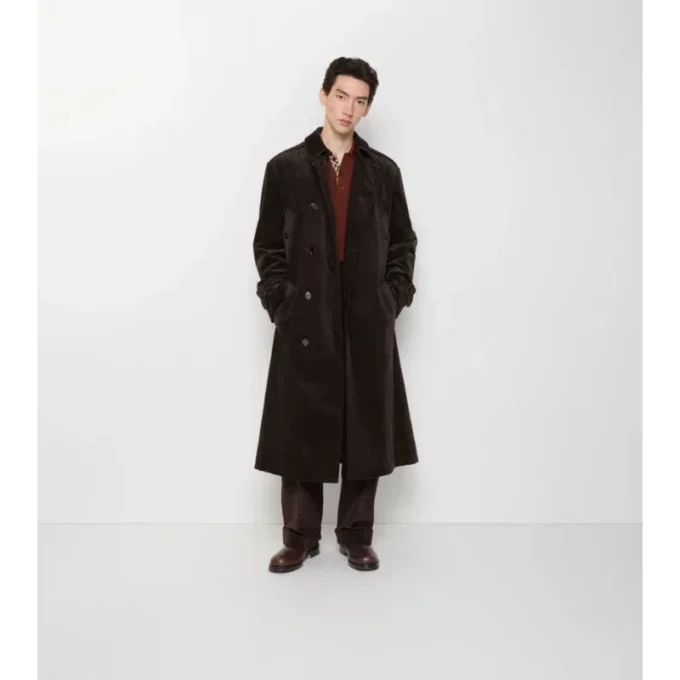 Gabardina larga de pana Trench Coat
