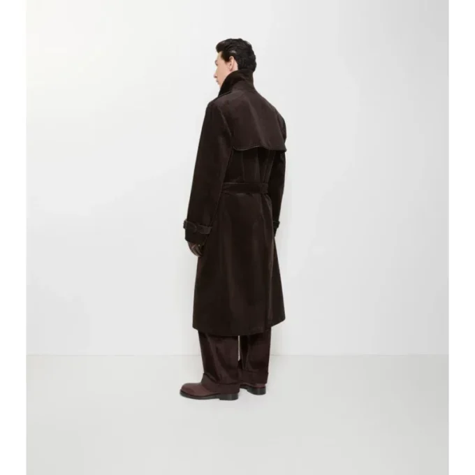 Gabardina larga de pana Trench Coat