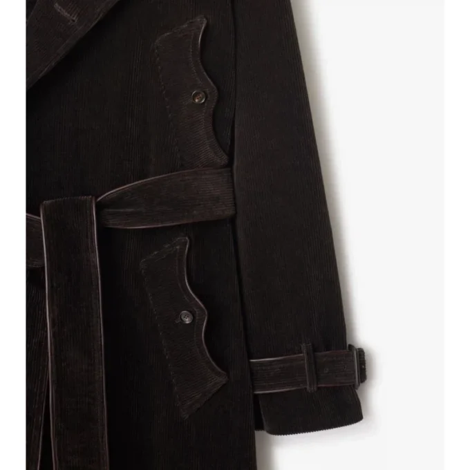 Gabardina larga de pana Trench Coat