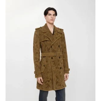 Gabardina Lawshall de ante con estampado de cachemira, de largo medio