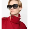 Gafas de sol oversize con montura cuadrada a cuadros