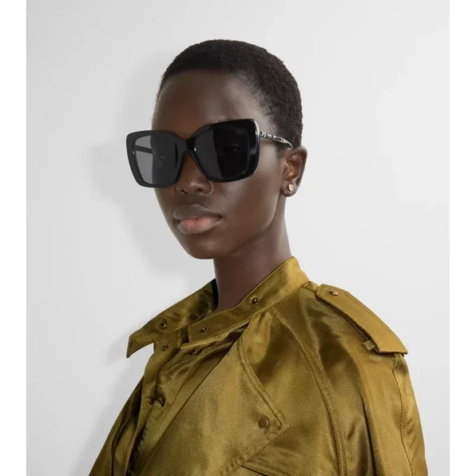 Gafas de sol polarizadas con montura cuadrada y estampado Tubular Check