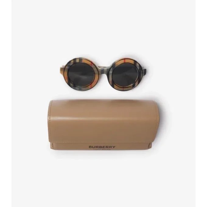 Gafas de sol redondas con estampado de cuadros