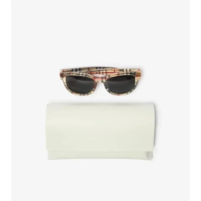 Gafas de sol redondas con estampado de cuadros