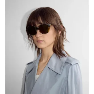 Gafas de sol redondas con estampado de cuadros tubulares