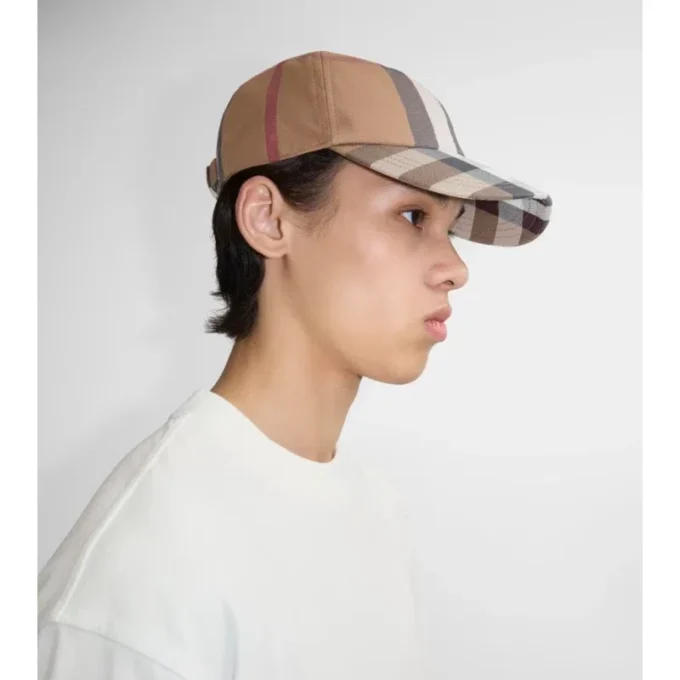 Gorra de béisbol de algodón con estampado de cuadros