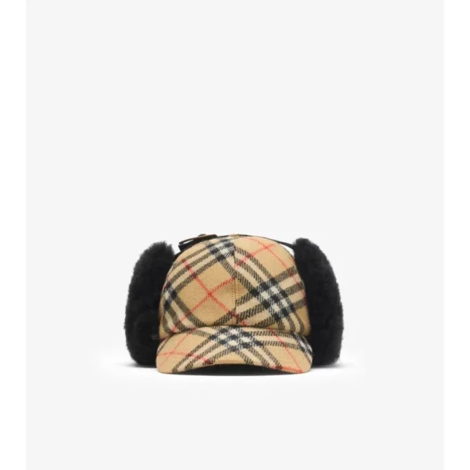 Gorra de cazador de lana a cuadros