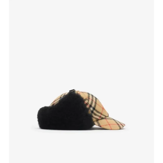 Gorra de cazador de lana a cuadros