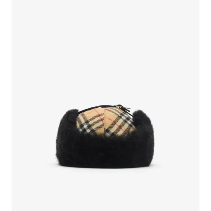 Gorra de cazador de lana a cuadros