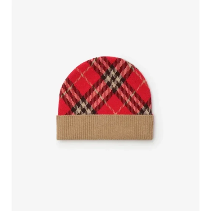 Gorro de lana con estampado de cuadros