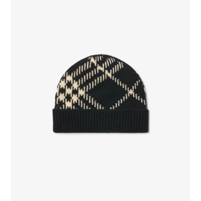 Gorro de mezcla de cachemira con estampado de cuadros
