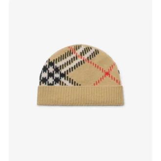 Gorro de mezcla de cachemira con estampado de cuadros