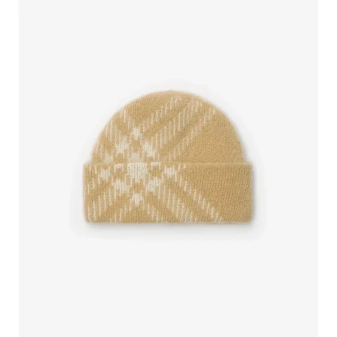 Gorro de mezcla de lana y mohair a cuadros