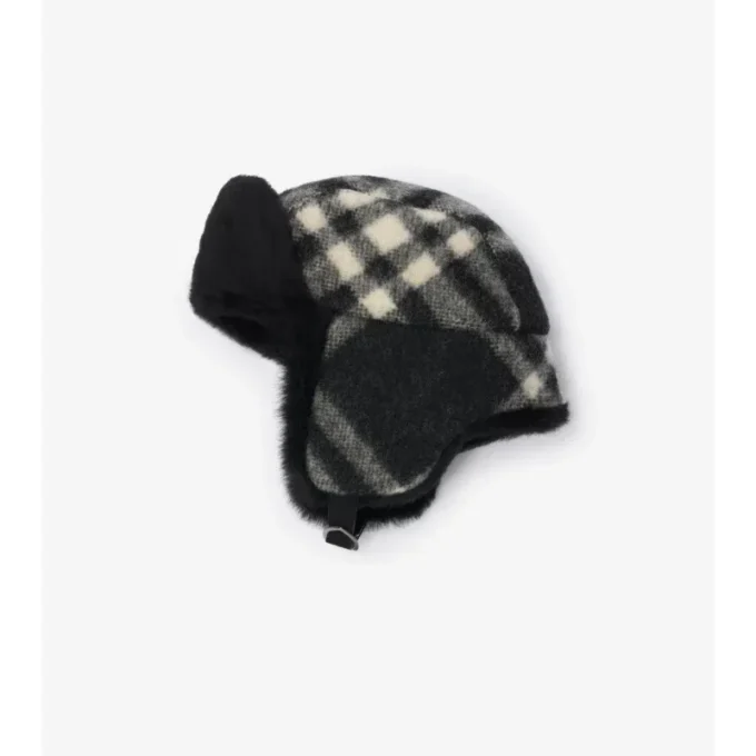 Gorro de trampero de lana a cuadros