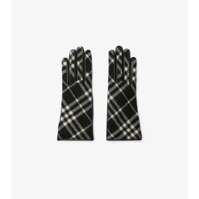 Guantes de lana y cachemira con estampado de cuadros