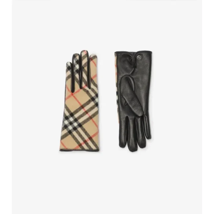 Guantes de lana y cachemira con estampado de cuadros