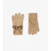 Guantes de lana y cachemira con lazo y estampado de cuadros