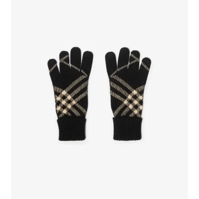 Guantes de mezcla de cachemira con estampado de cuadros