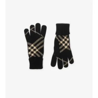 Guantes de mezcla de cachemira con estampado de cuadros