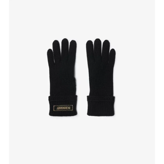 Guantes de mezcla de lana con parche con el logotipo