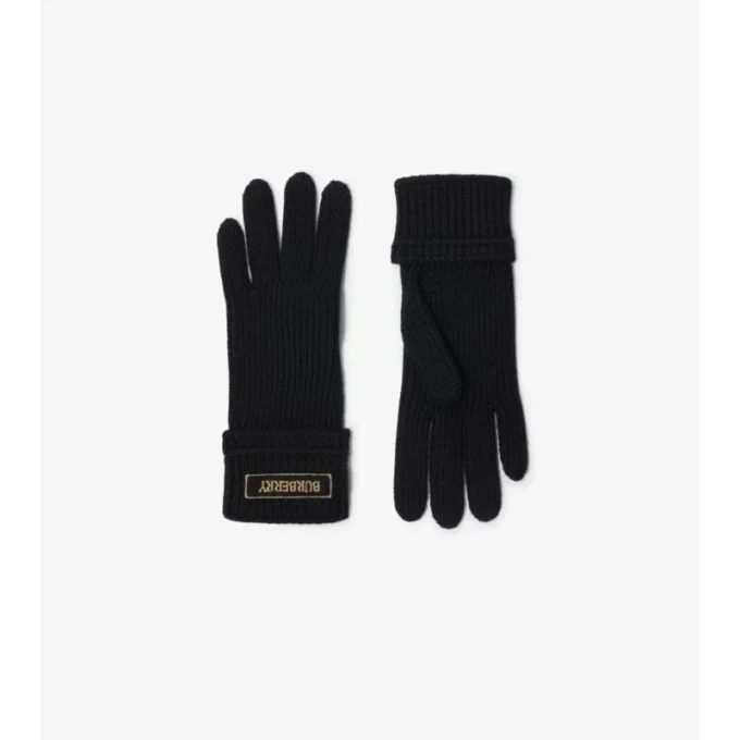 Guantes de mezcla de lana con parche con el logotipo