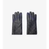 Guantes de piel con diseño de cuadros en intarsia