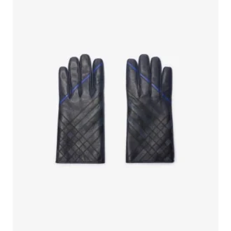 Guantes de piel con diseño de cuadros en intarsia