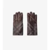 Guantes de piel con diseño de cuadros en intarsia