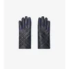 Guantes de piel con diseño de cuadros en intarsia