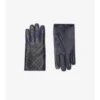 Guantes de piel con diseño de cuadros en intarsia